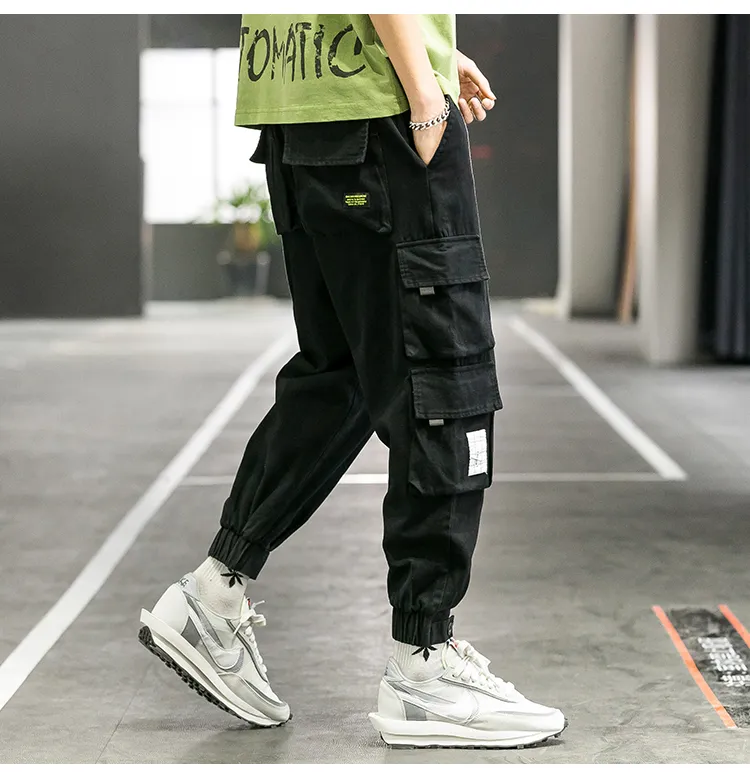 Men's Relaxed Fit Cargo Pants Pockets Loose Trendy Overalls - Temu Japan