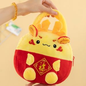 Túi xách túi đeo chéo nhồi bông hình linh vật Rồng đón năm mới may mắn dễ thương