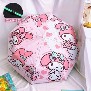 Sanrio Automatic Childrens Umbrella Kuromi Melody Cinnamoroll Umbrella Sun Umbrella Girl Sun Protection UV Student Cute Folding Umbrella