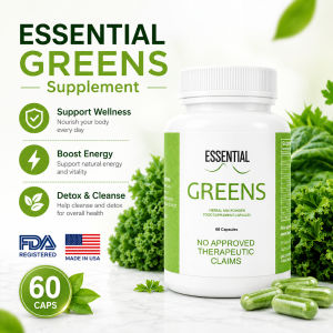 Essential Greens 60 Caps Super Greens Formula Daily Wellness USA Made MCC Prime Lifestyle