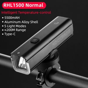 Đèn Xe Đạp ROCKBROS 2023 Đèn Pha Treo Tay Lái Xe Đạp 5500 mAh Sạc USB 1500 Lumen IPX6 Dành Cho Xe Đạp Road/MTB