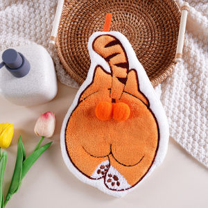 1Pcs Cute Cat Hanging Towel Kitchen Hand Towel Bathroom Soft Absorbent Handkerchief Wipe Towel Cartoon Kids Towels