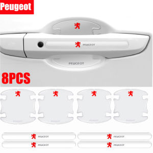 HN| 8PCS/Set Car Door Handle Sticker Car Door Bowl Anti-collision Strip Decoration Protection Film Decals Scratches Accessories for Peugeot 407 607 4008 206 208 406 408 3008 107