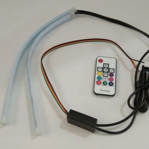 Lampu DRL Alis Sen Running Remote RGB Model Gepeng