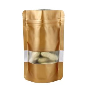 100pcs Colorful Matte Stand Up Pouch With Window Resealable For Food Product