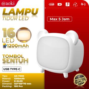 AOKI Lampu tidur lampu darurat lampu malam praktis 1200mah daya tahan lama sentuh dimmer