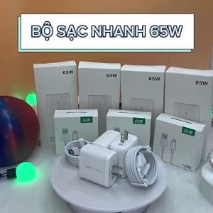 Cục sạc nhanh OP 65W QC4.0 dây cáp sạc 6A cổng USB to Type-C bảo hành 1 năm cho các dòng op reno T24