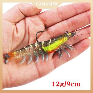[CANAMEK] Pre-Rigged Fishing Jigs Super Durable TPE Bass Fishing Lures Well-Made Lifelike Soft Shrimp Crayfish Swimbait Weedless MarshSwamp Fishing Lure For Crappie Walleye