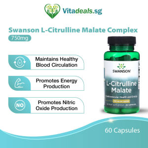 Swanson L-Citrulline Malate Complex 750mg (H11) 60 Capsules Health Supplement To Maintain Healthy Blood Circulation - Vitadeals