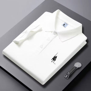 Kaus Polo Pria Resmi Kaus Bawah Kerah Berat Musim Semi Musim Gugur Logo Kuda Bordir Ganda Kaus Fashion Musim PanasBaru Kedatangan BordirPOLO Kemeja Kerah Kasual Bisnis Kasual Atasan Berkerah