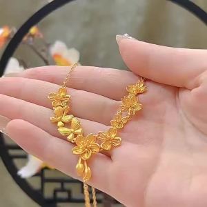 Gold-plated butterfly and floral tassel necklace gold Luxurious floral design for women elegant and fashionable long-lasting and does not fade