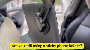 Premium Tesla Phone Mount & Holder for Model Y (-2024) & Model 3 (2018-2023)Snap-On Screen Clip with Scratch-Free Felt Base Solid Alloy Arm