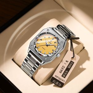 POEDAGAR gold watch for women waterproof 2025 new luxury stainless steel luminous square wristwatch