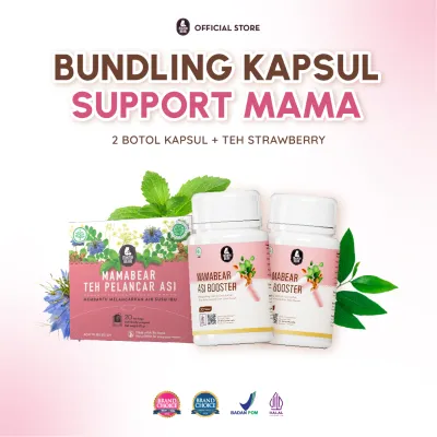 Mama Bear Special Bundle AlmonMix Cokelat + 2 Botol ASI Booster 30 Kapsul [3 PCS] Pelancar ASI Fenugreek Free untuk Ibu Menyusui Halal BPOM