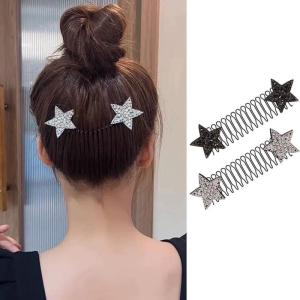 Rhinestones Five-Pointed Star Hair Comb Hair Side Comb Wedding Bridal Hair Clips for Women Girl Invisible Comb