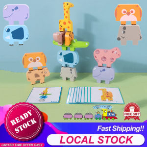 [Choo Choo Toy] Wooden Colorful Animal Balance Stacking Montessori Building Block Toys Mainan Blok 平衡积木叠叠乐 - BT115