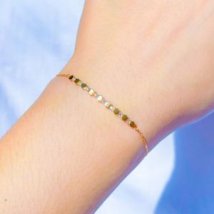 Gelang serut emas asli 70 16k listing rantai tangan panjang 15 19 cm adjustable