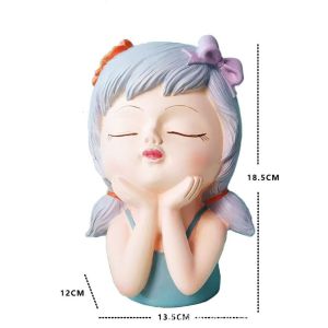FDGED รูปปั้นสาวๆ กระถางปลูกต้นไม้บนใบหน้า เรซิน การ์ตูนลายการ์ตูน กระถางปลูกพืชอวบน้ำ ที่ปลูกต้นไม้หัวสาว นอร์ดิก กระถางดอกไม้นางฟ้า สวนกลางแจ้งสวน