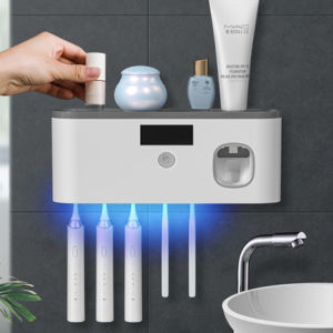 Good adhesion Toothbrush Sterilizer Sterilizer Automatic seethrough light storage Deep ultraviolet sterilization Intelligent all Mounted Toothpaste Squeezer