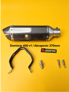 Akrapovic 370mm with silencer on Dominar 400 midpipe V1
