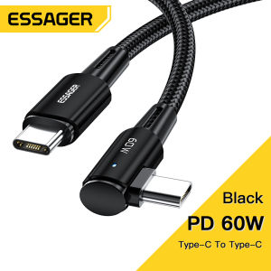 Essager 100W / 60W 90 Degree USB Type C To USB C Cable USB-C PD Fast Charging Charger Wire Cord For Macbook Samsung Xiaomi Type-C USBC Cable