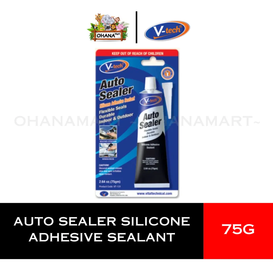 3x V-Tech Auto Sealer Silikonkleber – Flexibler, Robuster Dichtstoff, Schwarz, 75 G
