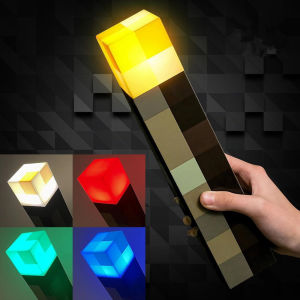 MC Game Torch Lamp Figure 4Colors LED Night Light Bedroom Decorative Table Lamp USB Charging with Buckle Kids Toy Gif