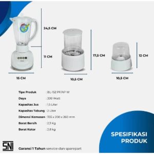 MIYAKO BLENDER BL152 PF / BL 152 PF / BL-152 PF / BL 152PF (PLASTIK / 15 LITER) GARANSI RESMI