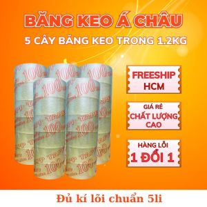 Combo 5 Cây Băng Keo Trong 1.2Kg – 100Yard – Lõi 5li | Dai – Chắc – Dính Tốt | Băng Dính Đóng Gói