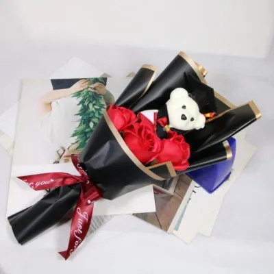 OWNNEW Rose Bear Bouquet Bouquet Decoration Sunflower Animal Bouquet Chic Plush Toy Sunflower Soap Flower Graduation Ceremony