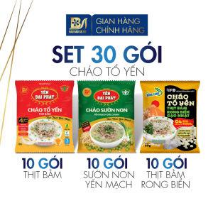 Combo 10+10+10 Cháo Tổ Yến Thịt Bằm Sườn Non Yến Mạch Rong Biển Gạo Nhật - Yến Đại Phát