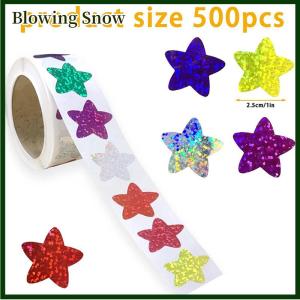 Blowing 500 cái cuộn đầy màu sắc Sao dán cho trẻ em phần thưởng trường lớp học dính Holographic Sao dán cho giáo viên cha mẹ DIY Craft