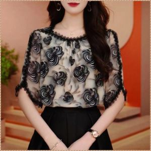 Womens Clothing Sophisticated Tall Womens Shirts Suitable for the Transition Season Chiffon Fabric