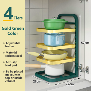 Kitchen Rack Sink Organizer Stainless Steel Shelves Side Dish Tray Pot and Pan Rack Holder Adjustable Rak Bawah Sinki