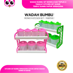 WADAH BUMBU SET MONICA RAK TOPLES 2 TINGKAT KITCHEN SET SUSUN TEMPAT BUMBU DAPUR SERBAGUNA