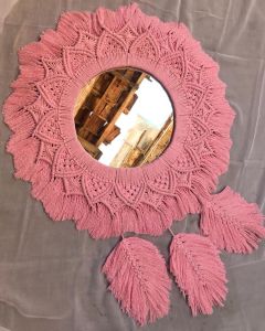 Pembungkus cermin + cermin-Macrame Bulat Macrame Mandala Cermin Macrame Round Macrame (plus Cermin)-MACRAME kaca-hiasan dinding tempel cermin gantung CERMIN PLUS CERMIN-MACRAME PANJANG HIASAN DINDING-HIASAN RUANG TAMU-HIASAN DINDING