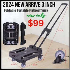 Stanley trolley dual use 2025 Years ORIGINAL 2 - in - 1 Folding Hand Truck Max 137kg Foldable Flatbed Cart Trolley Compact Fold Uplift Shopping Trolley Luggage Wheel Portable Folding Foldable Trolley Camping Wagon Transforming Cart with Swivel Wheels