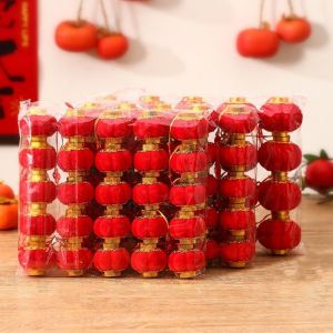 GOXBERK Mini Đèn lồng đỏ phủ nhung Đỏ nhung Chống thấm nước Đèn lồng trang trí lễ hội Sáng tạo Tự làm Đèn lồng Trung Quốc cỡ nhỏ. Lễ hội mùa xuân
