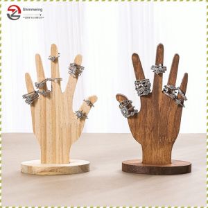 Hand Jewelry Display Stand Showcase Excellent Craftsmanship Display Shelf Natural Solid Wood