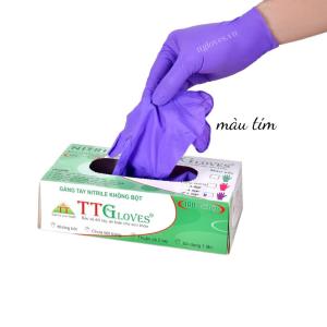 HỘP 100 CÁI Găng Tay Y Tế Nitrile Màu TÍM TTGloves Trọng Lượng 4.5G (Size XSSML) Dùng Trong Thẩm Mỹ Phun Xăm Spa Thực Phẩm