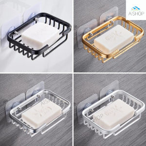Punch Free Soap Dish Holder Wall Mounted Storage Rack Toilet Soap Box Sponge Dish [SG Seller]