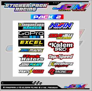 STICKER PACK KATA-KATA RACING / STICKER RACING / STICKER MOTOR / STICKER HELM / STICKER TUMBLR