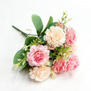 7 Stem Peony Lotus Artificial Flower Bouquet Realistic Fake Flower for Wedding Bridal Home Studio Decor