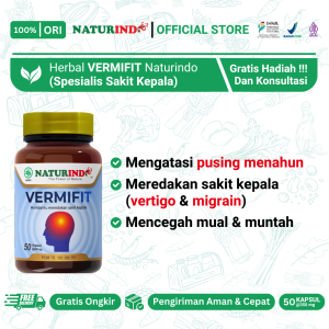 Obat Herbal Naturindo Fit - VERMIFIT Spesial Atasi Sakit Kepala Vertigo Dan Migrain (50 Kapsul)