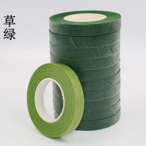 1.2cm 18M GREEN FLORAL TAPE PELILITRibbon Reben Riben Gift Satin Organza Flower Bouquet Ribbon Bunga 绿色花杆花艺胶带