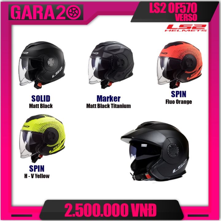 Bảo Hiểm Ls2 Verso Solid MŨ BẢO HIỂM 3/4 LS2 OF570 VERSO GARA 20