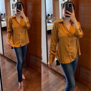Kemeja tangan panjang silk baju atasan panjang hijab friendly dan busui friendly