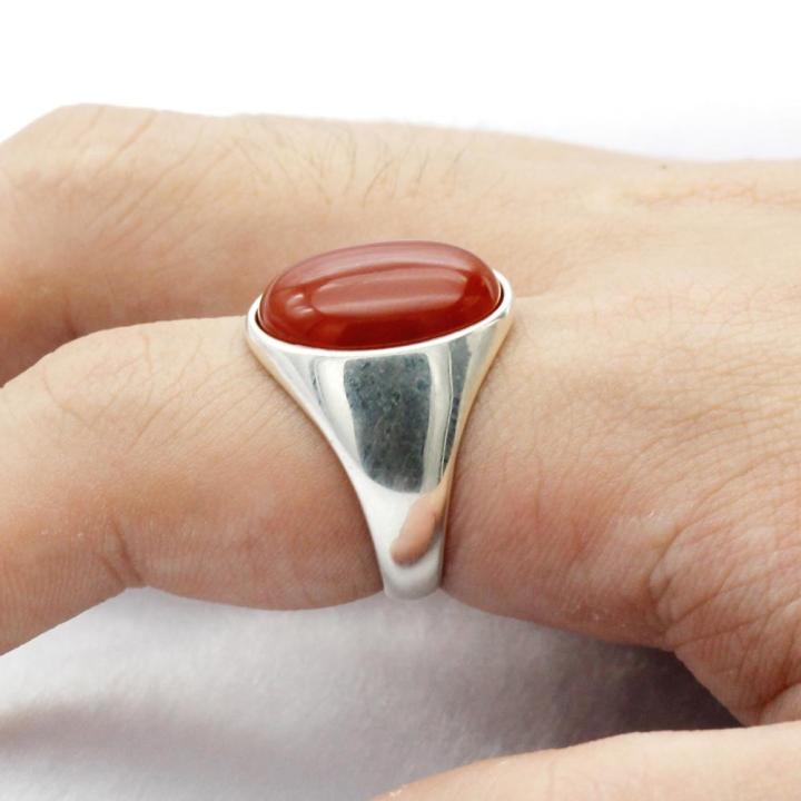 S925 sterling silver men s ring natural red agate ring simple