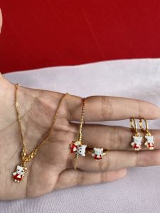 SET PERHIASAN ANAK CINCINKALUNGGELANGANTING SET ANAK MOTIF KITTY