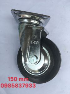 Bánh xe cao su 150 mm xoay dùng lắp xe đẩy hàng di chuyển nhẹ nhàng tại Máy NTT dễ tháo lắp hiệu quả cao